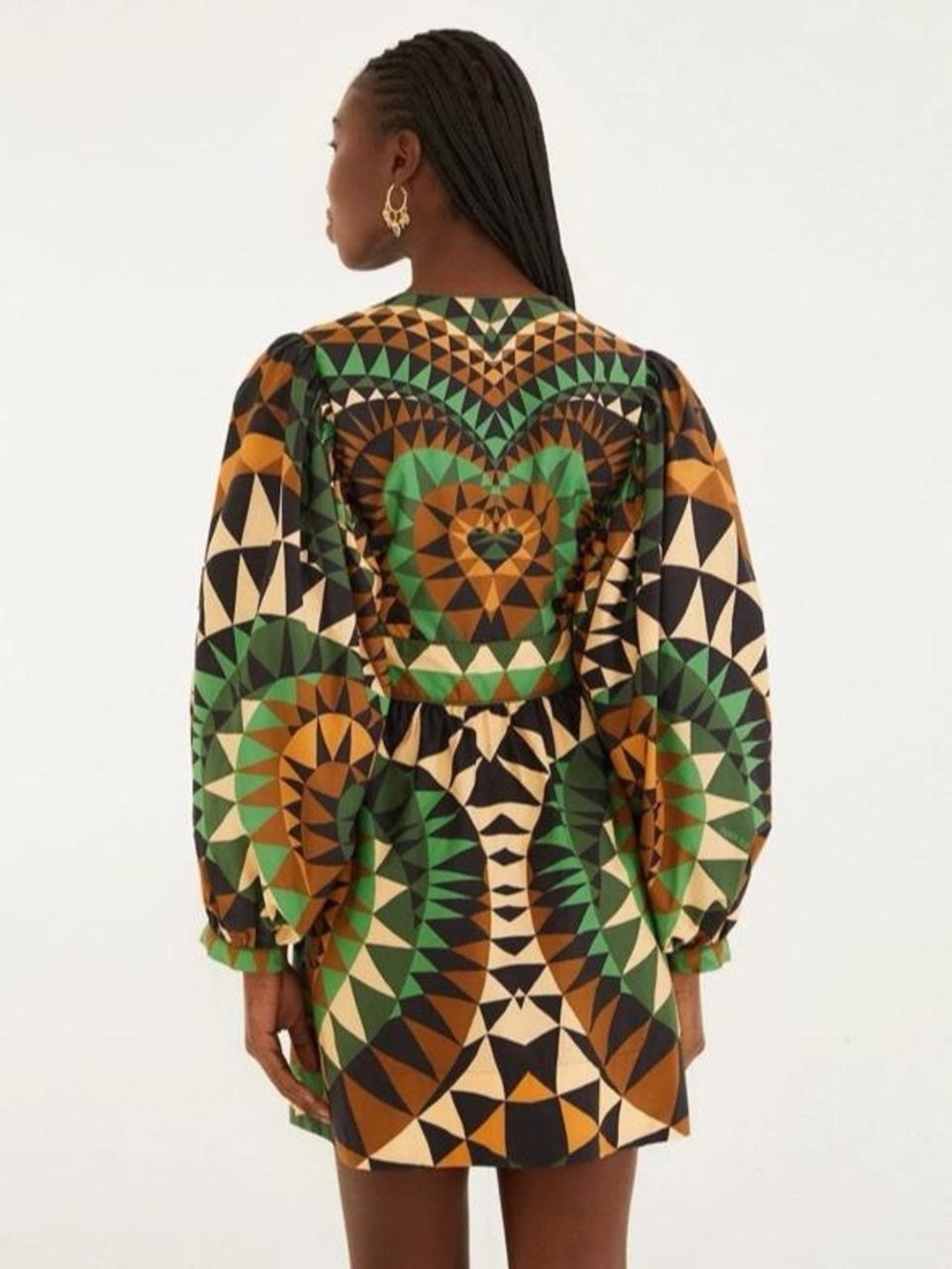 NWT FARM RIO Green Heart Deco Puff Sleeve Mini Dress - Picture 2 of 11